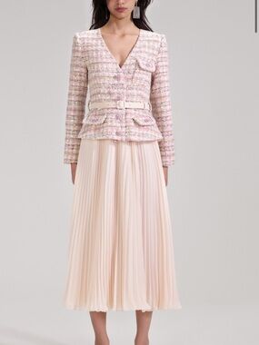 Self-Portrait Pink Tweed Sequin Boucle Jacket